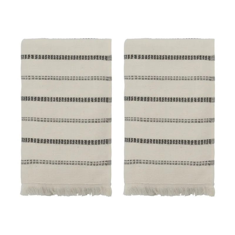 True towel 2-piece, Off-White-black, 50x100 cm Same Day Shipping