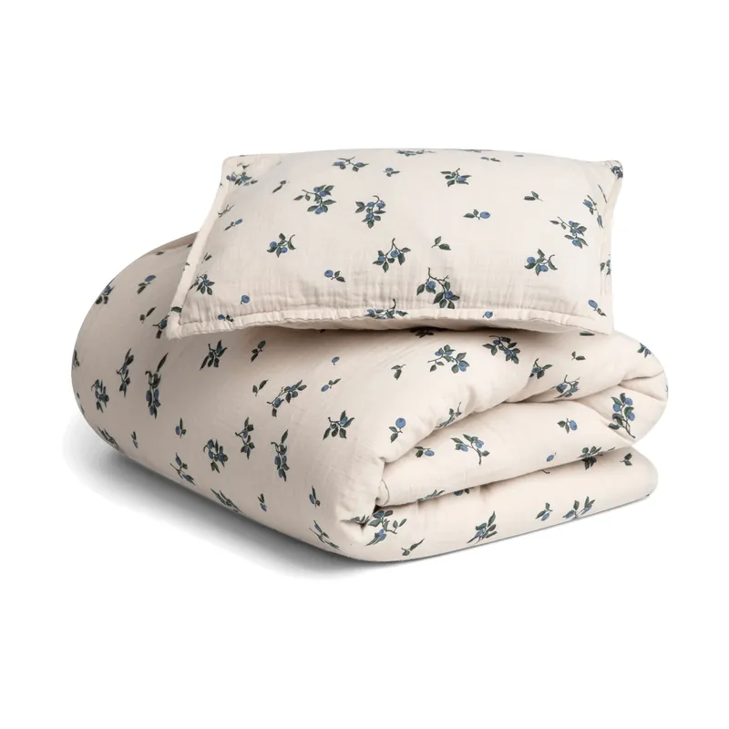 Blueberry Muslin bed set baby, 70x80 cm/28x35 cm Certified