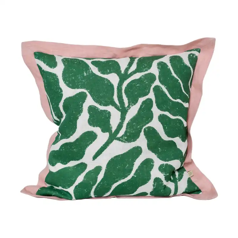 Leaves cushion cover contrasting wing 48x48 cm, Green-pink Limited Time