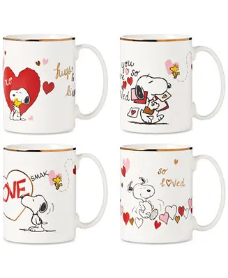 Snoopy Valentine's Assorted Day Mugs, Set of 4 Special Discount