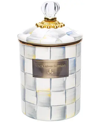 Sterling Check Enameled Steel Medium Canister Super Sale