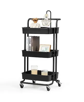 3-Tier Utility Cart Storage Rolling Cart with Casters Viral