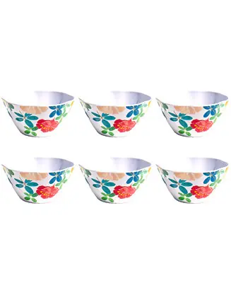 Audrey Floral 6" Cereal Bowls 24 oz, Set of 6, Service for 6 Limited Edition