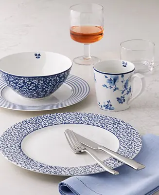 CLOSEOUT! Laura Ashley Blueprint Dinnerware, Lenox Tuscany Glassware and Oneida Pearce Flatware Editor’s Pick