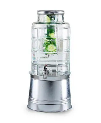 Special Offer Patchwork 2.4 Gallon Beverage Dispenser with Ice Insert, Fruit Infuser, and Galvanized Base
