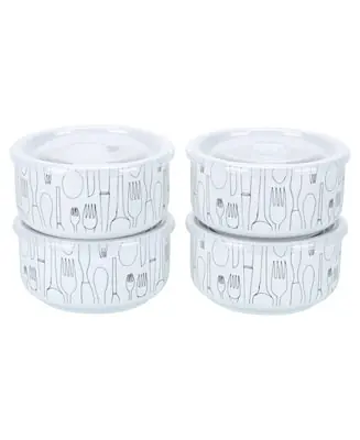 Save Now Porcelain 30 oz. Cutlery Storage Jars with Lids, Set of 4