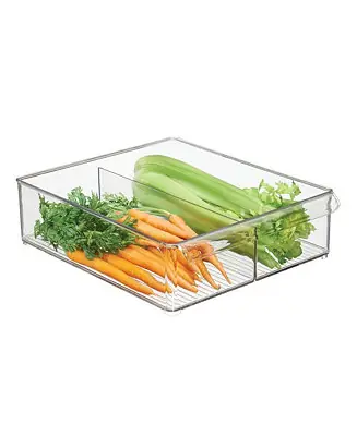 Next Day Delivery Divided Plastic Pantry Bin with Handle, Clear, Made in USA