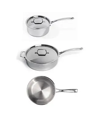 Professional 5pc Tri-Ply 18/10 Stainless Steel Starter Cookware Set, SS Lids Flash Sale