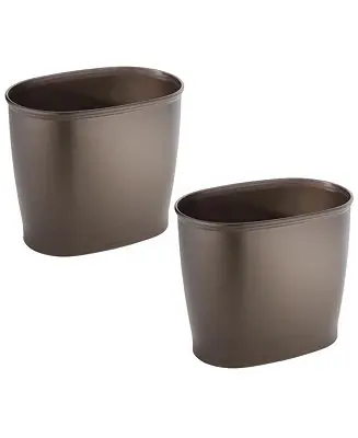Secure Checkout Oval 2.1 Gallon / 8 Liter Plastic Trash Can, 2-Pack, Bronze, Made in USA
