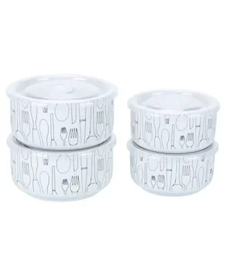 Porcelain 20 & 30 oz. Cutlery Storage Jars with Lids, Set of 4 Direct From Manufacturer