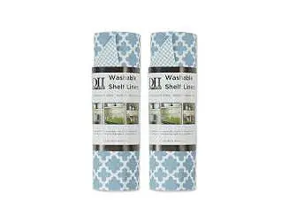 Fridge Shelf Liner Collection Non-Adhesive, Cut to fit, Machine Washable, 12x120", Stonewash Blue Lattice, 2 Piece Holiday Sale