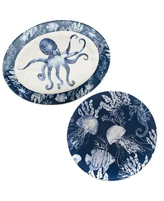 Save Now Sea Life Melamine 2-Piece Platter Set