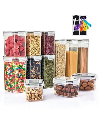 12 Pack Airtight Food Storage Containers, Labels, Marker & Measuring Spoons - Functional Dry Food Organizers for Kitchen, Pantry, and more Editor’s Pick