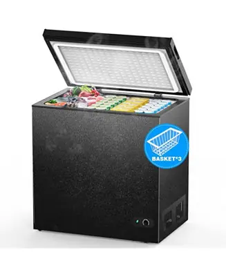 Limited Time 7.0 Cu.Ft Chest Freezer with Removable Basket and Bottom Defrost Water Drain Freestanding Top Open Door, 7 adjustable thermostatsensure .An ideal deep freezer for home and apartment use.