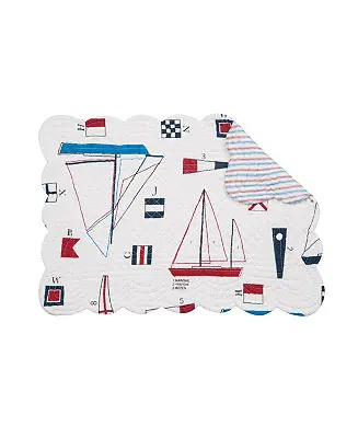 Windward Port Sail Boat Nautical Cotton Quilted Reversible Patriotic Placemats Set of 6, 13" x 19" Budget