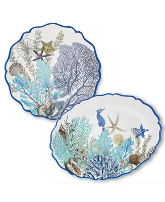 Blue Lagoon Melamine Platters, Set of 2 Clearance