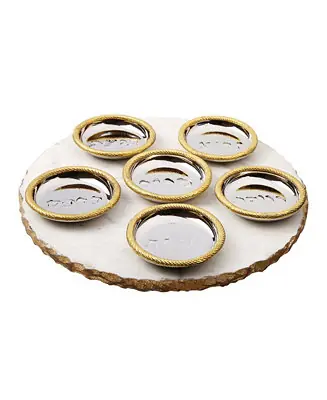 11" Round Seder Tray with Bowls Set, 7 Pieces Buy Online
