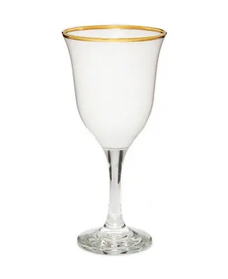 12 Oz Water Glasses with Stem and Colored Rim, Set of 6 Affordable