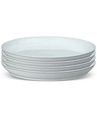 Bargain White Speckle Stoneware Coupe Dinner Plates, Set of 4