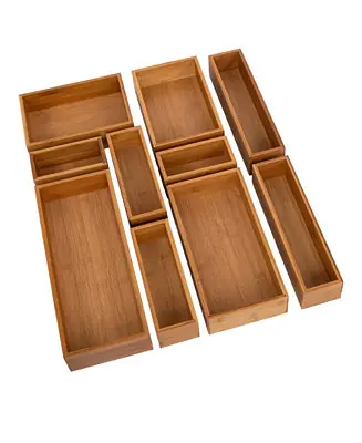 10-Piece Bamboo Storage Organizer Box Set Handmade