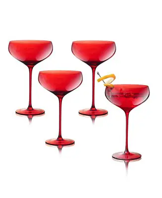 Carnival Coupe 13 oz Glasses, Set of 4 Warranty Included