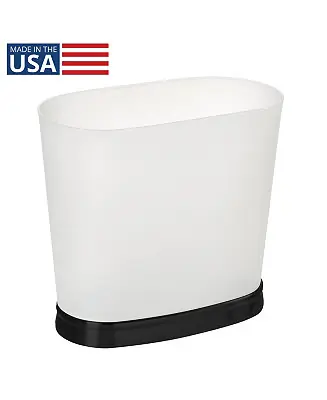 Top Pick mSmall Oval Bathroom Trash Can - Frost/Matte Black - Made in USA