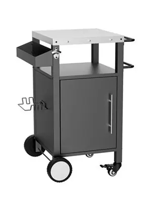 Professional Grade Streamdale Black Outdoor Grill Cart, Rolling BBQ Table with Storage & Hooks
