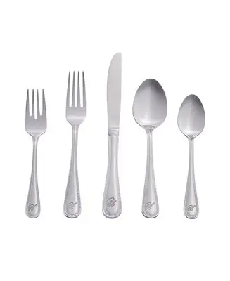 Riverridge Beaded 46 Piece Monogrammed Flatware Set - U, Service for 8 Best Choice