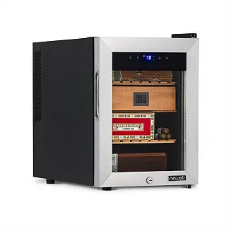 Cigar Humidor – 250 Count, Opti-Temp Heating/Cooling, Cedar Shelves, Digital Thermostat, Lock & Key, Stainless Steel Authentic