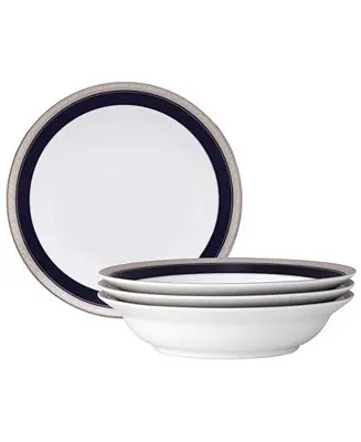 Crestwood Cobalt Platinum Set of 4 Rim Dinner Bowls, 10", 25 oz. Warranty Included