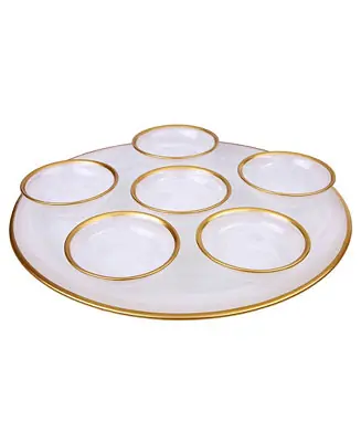 12.75" Alabaster Seder Plate with Rim Certified