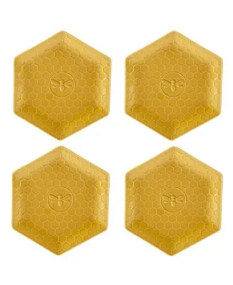 Order Now French Bees Set of 4 Embossed Honeycomb Dinner Plates
