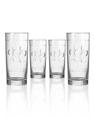 Fleur De Lis Cooler Highball Glass 15oz - Set of 4 Glasses Seasonal Sale