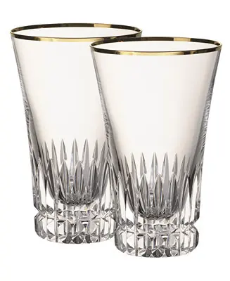 Grand Royal Gold-Tone Highball Glasses, Pair of 2 Direct From Factory