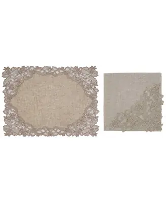 Handmade Embroidered Lace Napkin Placemat Set of 2