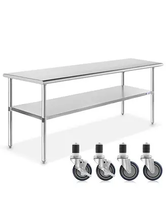 60 x 30 Inch Stainless Steel Table w/ 4 Casters, NSF Commercial Kitchen Work & Prep Table Trending