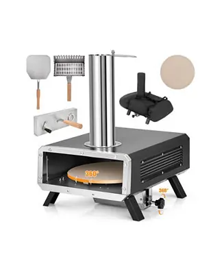 Buy Today Outdoor Pizza Oven Portable Wood Pellet Pizza Stove with 12 Inch Round Rotatable Pizza Stone