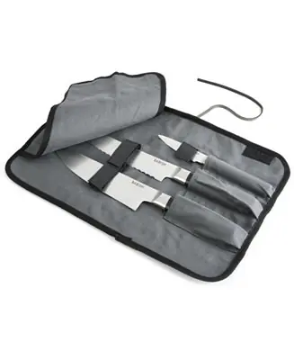 German High-Carbon 1.4116 Steel Cutlery, 3-Piece (Chef Knife, Bread Knife, & Pairing Knife) w/Knife Roll Clearance