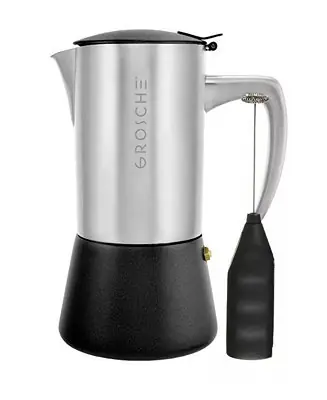 High Quality Milano Steel Cafe Bliss: Moka Pot Frother Duo