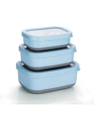 Stainless Steel Food Containers, Set of 3, 470ML, 900ML,1.4L, Blue Final Sale
