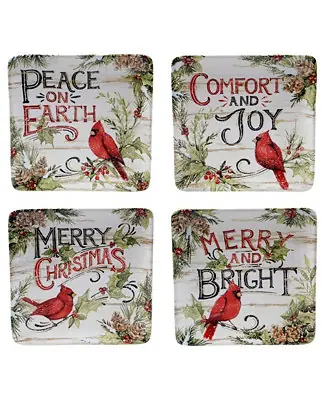 Hot Deal Evergreen Christmas 4 Piece Dessert Plate