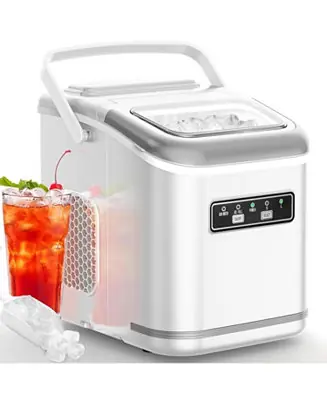 Direct From Factory Ice Makers Countertop, Portable Ice Machine with Carry Handle, 26.5lbs/24Hrs, 6Mins/9 Ice Cubes, Self-Cleaning Countertop Ice Maker with Ice Basket/Scoop,for Home Bar Camping RV