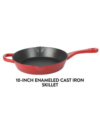 10 Inch Enamel Cast Iron Skillet - Gradient Red Clearance