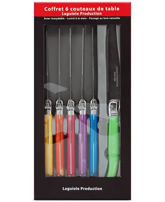 Limited Edition Laguiole Evolution Tradition Assorted Color Steak Knives, Set of 6