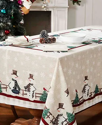 Certified Country Snowman Polyester Tablecloth, 60" x 120"