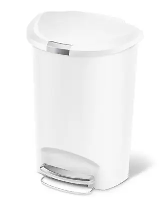 13 Gallon Plastic Semi-Round Step Kitchen Trash Can with Soft-Close Locking Lid Same Day Shipping