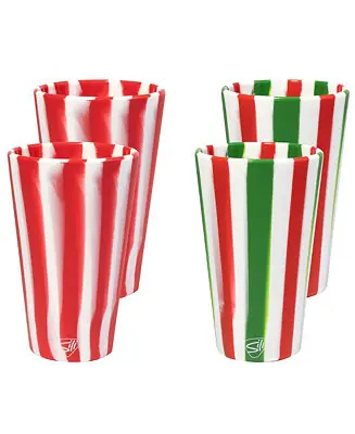 Pint Glasses: 4 pk - (2) Peppermint & (2) Poinsettia - Holiday 2023 Place Order