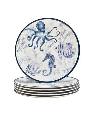 Deal Sea Life Melamine Dinner Plates, Set of 6