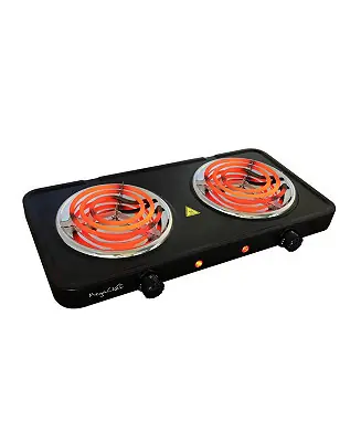 Electric Easily Portable Ultra Lightweight Dual Coil Burner Cooktop Buffet Range in Matte Black New Release