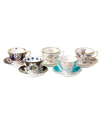 100 Years 1900-1940 5-Piece Teacup & Saucer Set Crafted